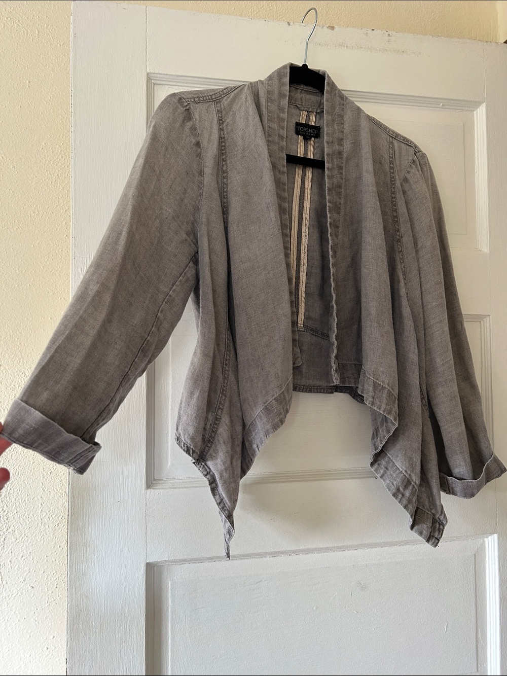 Topshop Linen Jacket - Gray - size 8